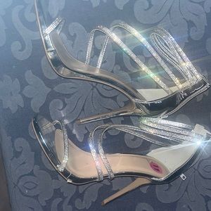 Glittery silver high heels size 11